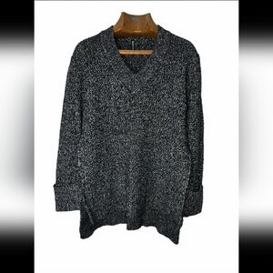 Athleta Shasta V-Neck Sweater Side Slits Athleisure Moto Grunge